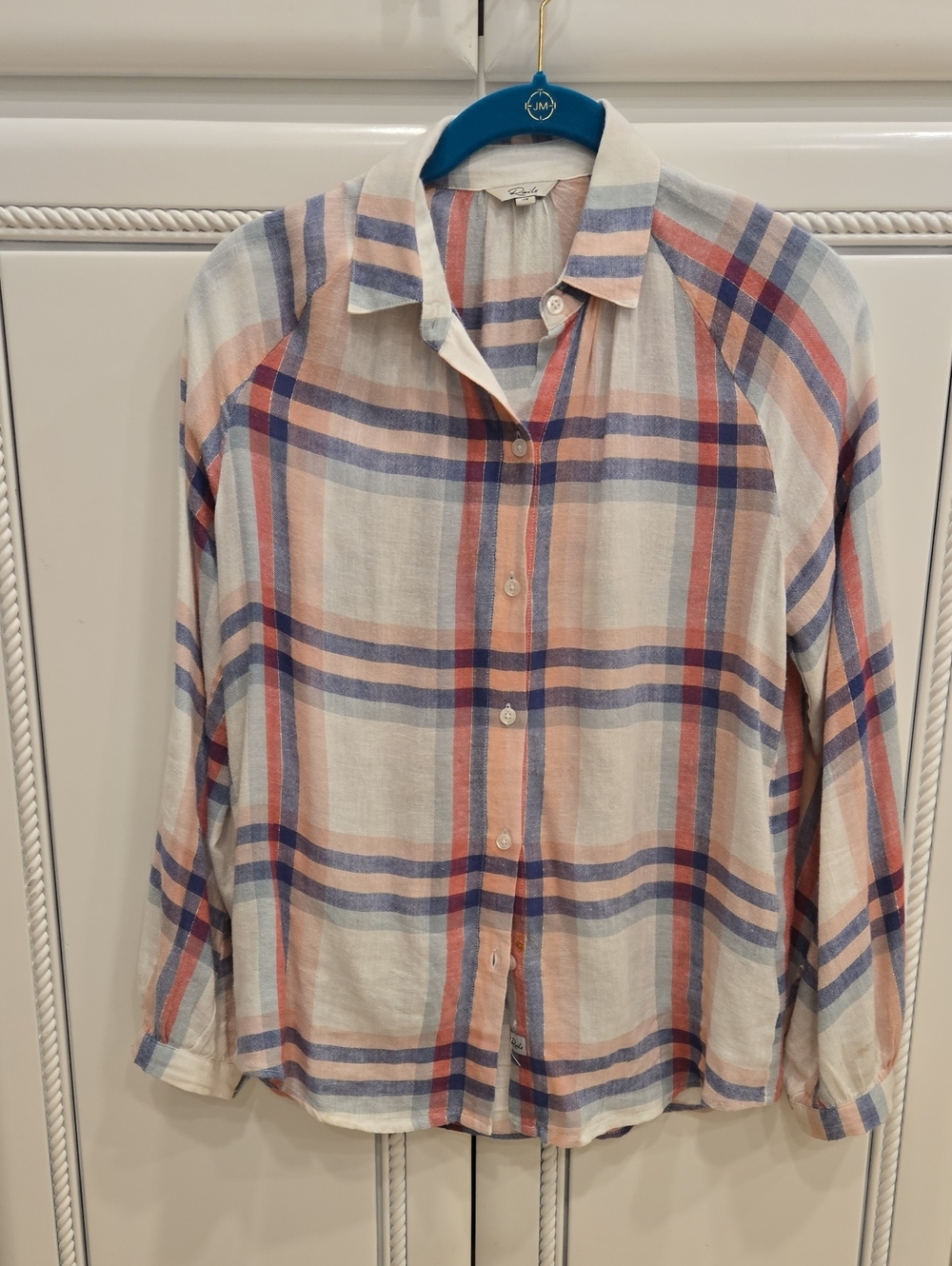 Rails Plaid Button-Down Shirt in Cream, Blue & Coral